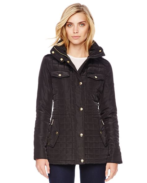 144732 michael kors black jacket|michael kors black quilted jacket.